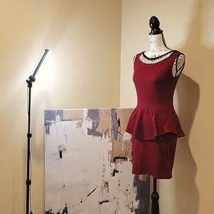 Pearl Bib Peplum Dress